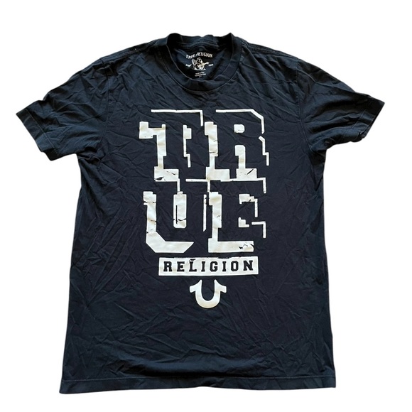 True Religion Other - True Religion World Tour Mens Small T-Shirt Black White Logo Graphic Tee